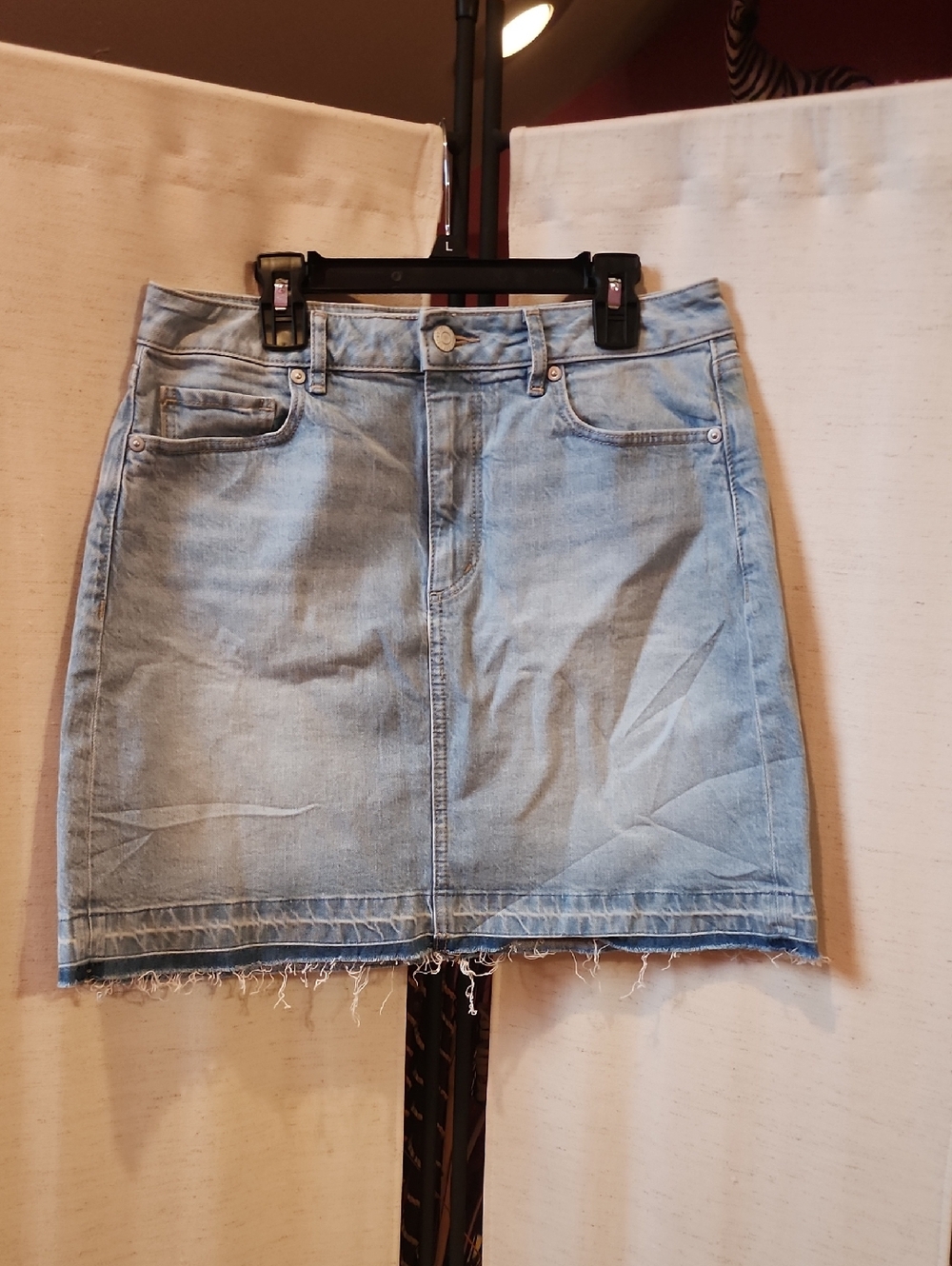 LOFT Light Wash Denim Mini Skirt